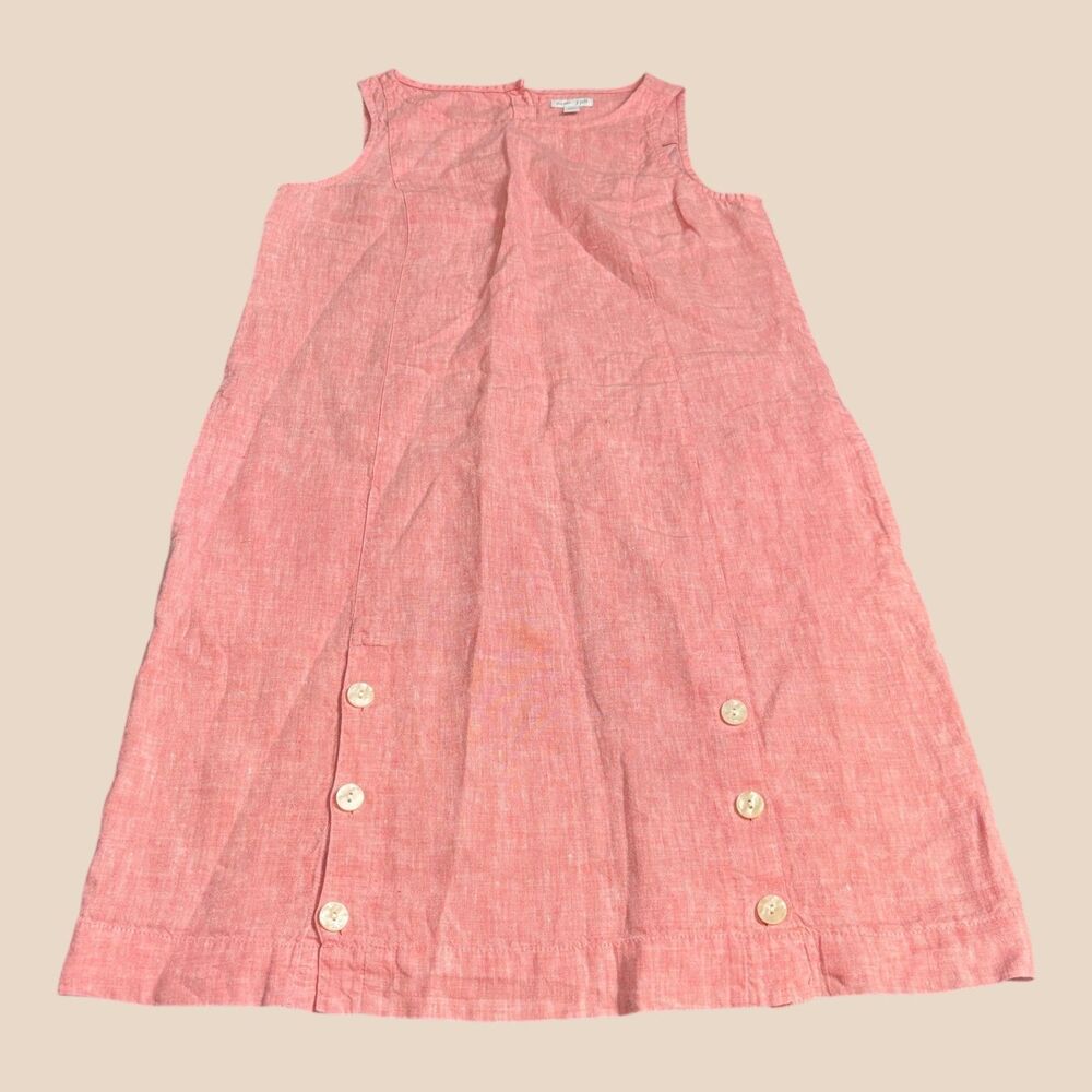 J.Jill Shift Dress Womens PS Coral Love Linen Lagenlook Minimalist Sleeveless